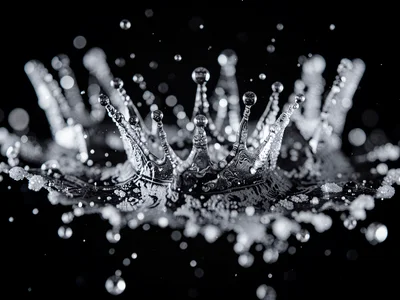 Water droplet crown frozen at the moment of sound-induced ejection