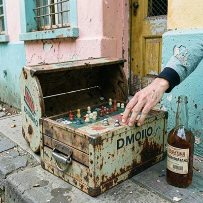 Havana preserved decay, improvised maintenance beauty, Domino game on an upturne