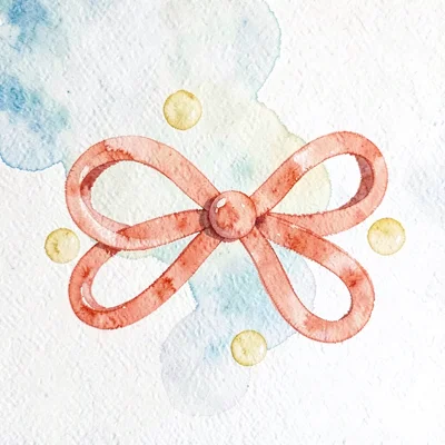 abstract single ribbon-loop abstract — coral ribbon looped into a single bow wit