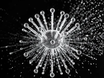 Water droplet crown frozen at the moment of sound-induced ejection