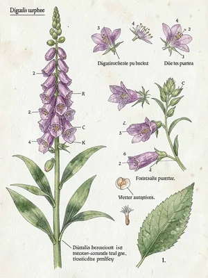 Digitalis purpurea botanical plate