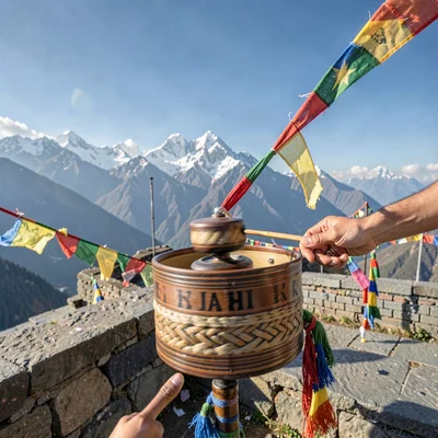 Prayer wheel spinning hand