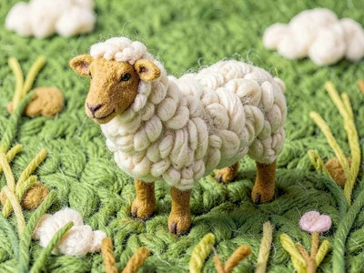 Wool sheep in meadow