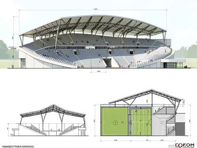 Stadium section architectural drawing