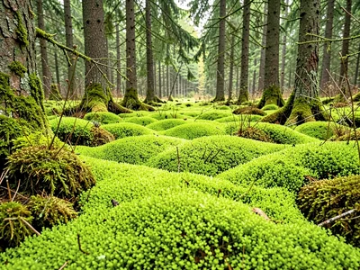 Sphagnum carpet in wetland bright green