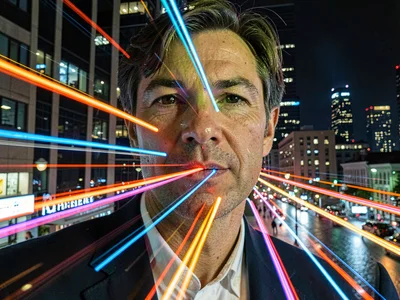 Night city lights as motion streaks