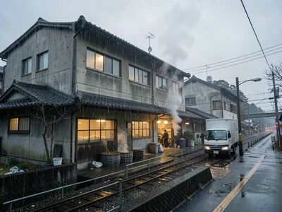Tofu factory at dawn