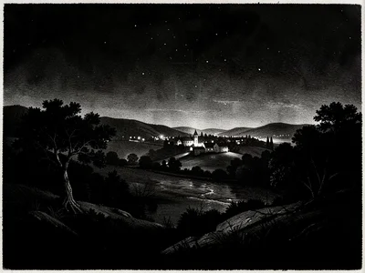 Village lights at night