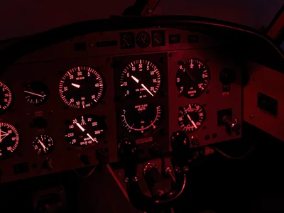 Night Cockpit Instrument Panel Red Light