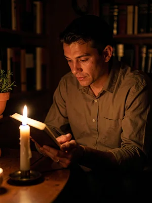 Reading by candlelight