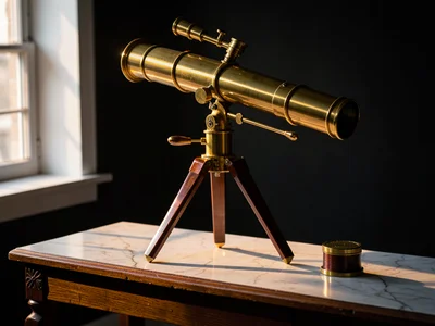 Refracting Telescope on Mahogany Tripod