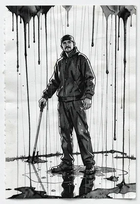 Person in rain drip