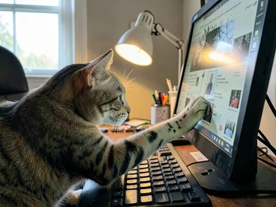 Cat Helping with Screen Work