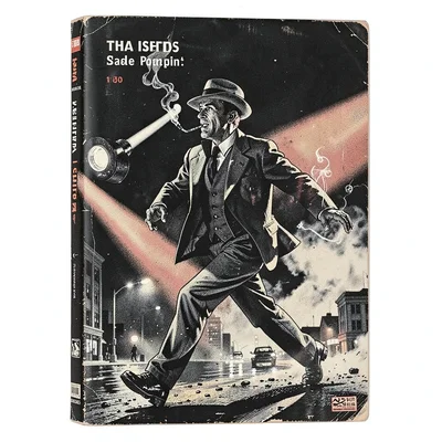 A man running from searchlights