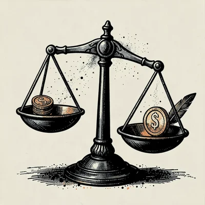 Economic inequality balance scale