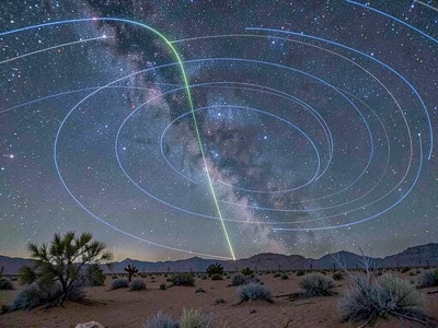 Trails with zodiacal light visible