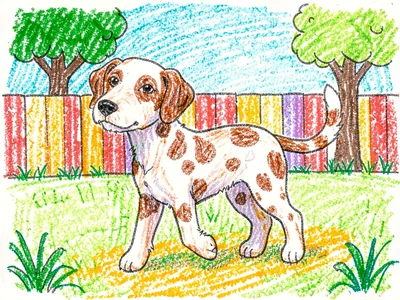 Spotted dog with wagging tail