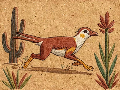 Roadrunner in desert plants