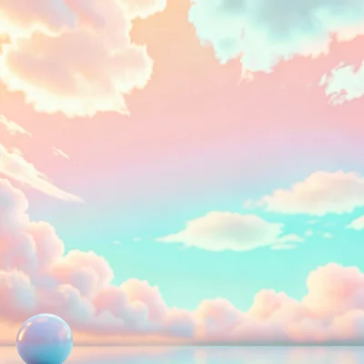Dreamy abstract sky-only gradient transitioning peach to pink to aqua to turquoi