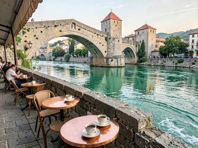 Riverside café on the Neretva