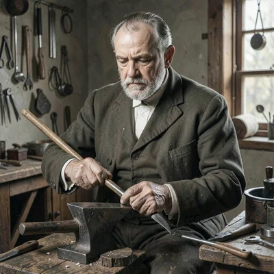 Working hands of a craftsperson - blacksmith, lacemaker, taxidermist - rendered 