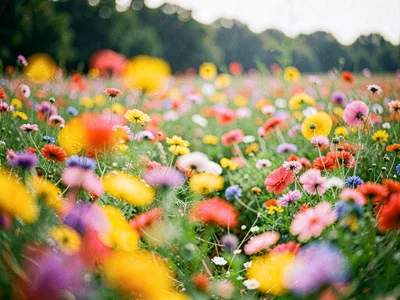 Flower field blur as color wash