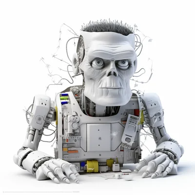 Illustration 3d plastilina create a robot frankenstei