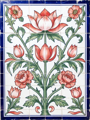 Lotus and tulip combination panel — the lotus borrowed into Ottoman vocabulary