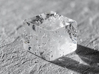 Salt crystal cube showing perfect edges