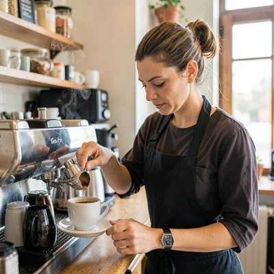 Barista making coffee