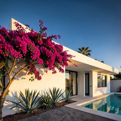 Bougainvillea Over Flat Parapet