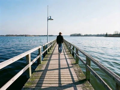 Person at end of pier