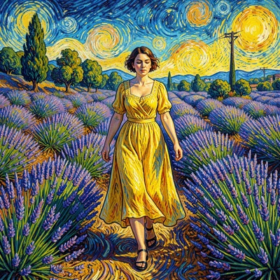 Post-impressionist Provençal intensity, emotional saturated color, A woman in a 