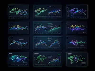 A small multiples grid: 16 miniature line charts showing the same data for diffe