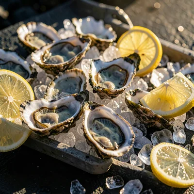 Tasmanian angular sub-Antarctic light, extreme raking shadows, Freshly shucked o