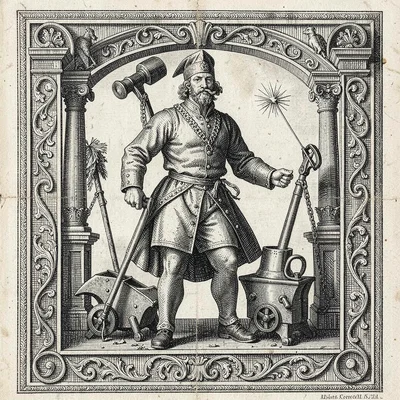 Industry with hammer and anvil