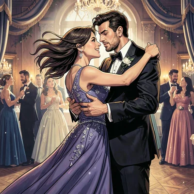 A couple dancing at elegant ball