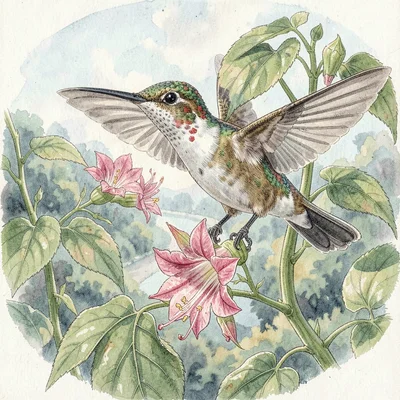 Ruby-throated hummingbird plate