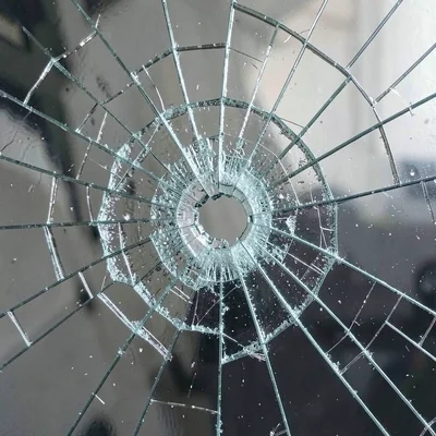 Glass breaking mid-shatter