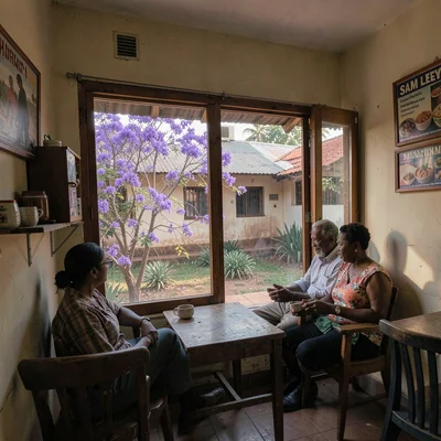 Jacaranda season purple light in suburban Harare, Zimbabwe, Sam Levy Village cof