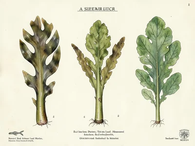 A seaweed specimen sheet: kelp, dulse, and sea lettuce pressed flat on paper, sh