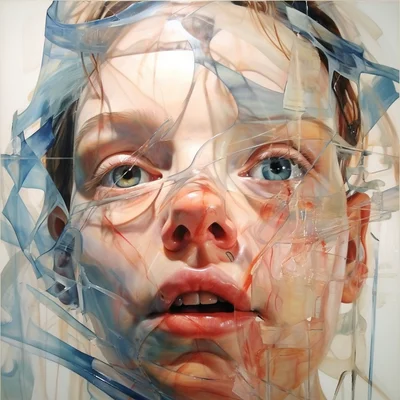 Painting portrait by Jenny Saville. happy baby