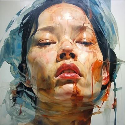 Painting portrait by Jenny Saville. napalm girl
