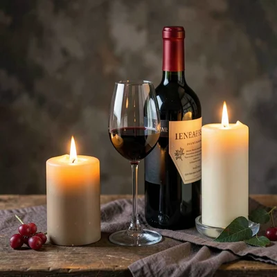 Wine and candles still life