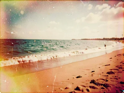 Beach scene with warm color cast overall