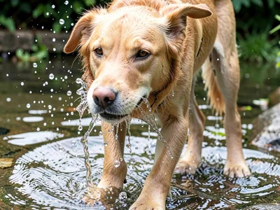 Dog shaking water
