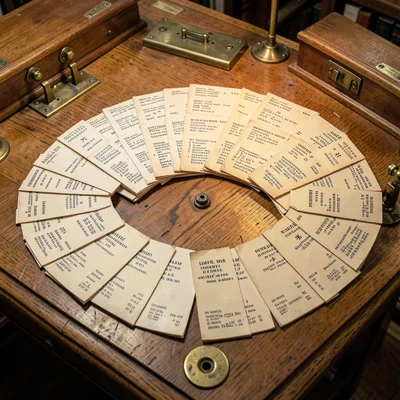 Overhead Fanned Index Cards on Table