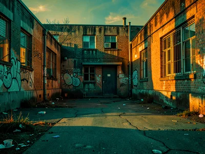 Prison yard golden hour