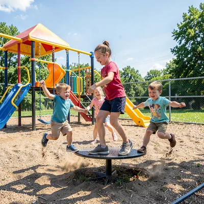 Children spinning on playground