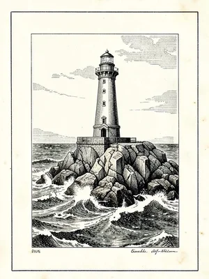 Scrimshaw lighthouse
